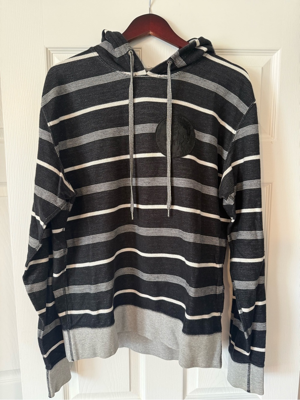 Diesel Black and Gray Striped Hooded Pullover